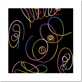 Abstract Face Colorful Line Art Organic Shape Posters and Art